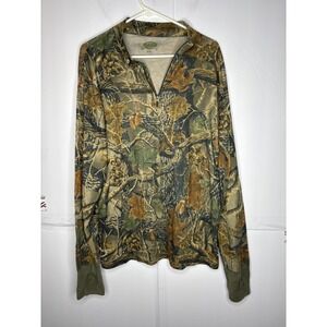 Cabelas Camo seclusions 3-D Quarter Zip Long Sleeve Shirt Men's XL Tall Hunting